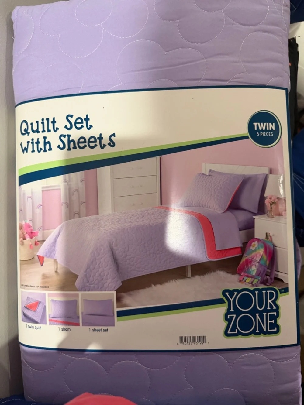 Twin Quilt Set with Sheets - Lavender